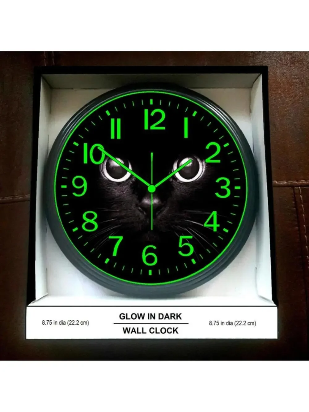 Black Cat Glow in the Dark Wall Clock New!